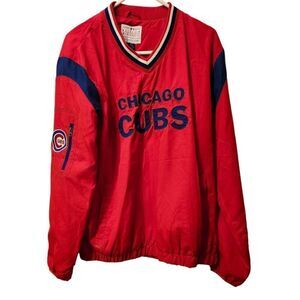 NBL Genuine  Merchandise Chicago Cubs Windbreaker Red with Pocked  On The Sleeve